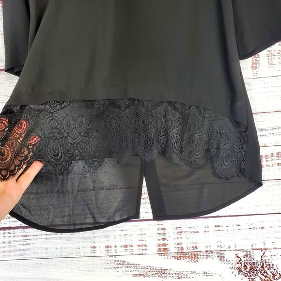 Chloe K Black Fringe Lace Tunic Mini Dress Size S Flowy Whimsygoth Fairygrunge - Picture 7 of 15